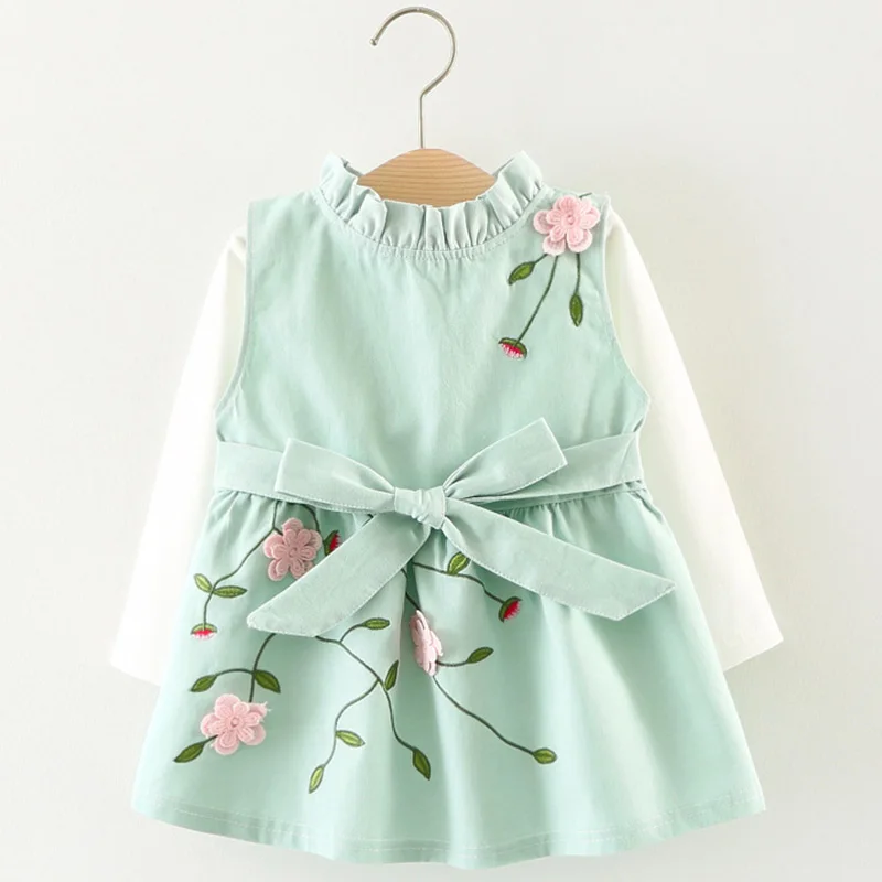 Keelorn Baby Girl Dress Long Sleeve Spring Winter Dress 1 Year Birthday Party Toddler Girls Kids Clothes Vestido Bebes Infantil - Цвет: AZ1859 Green