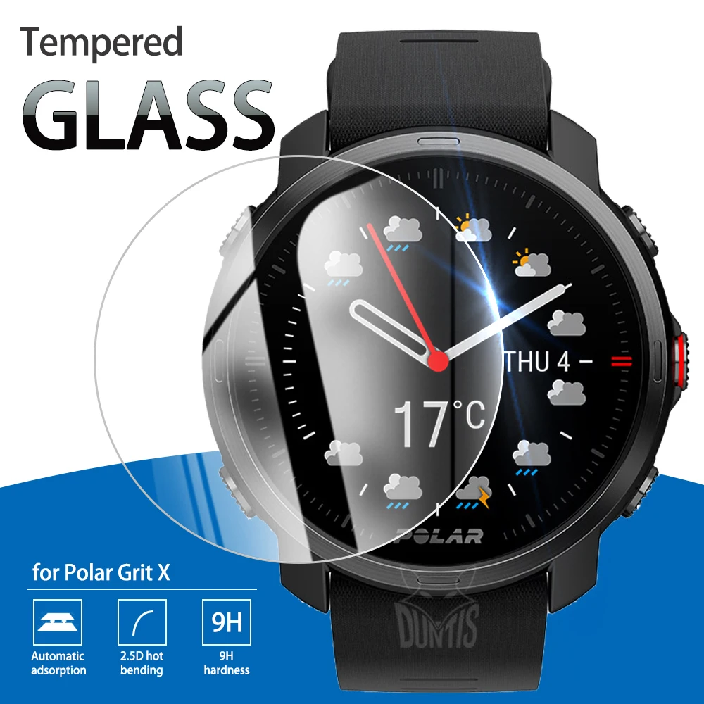 For Polar Grit X 9H Tempered Glass Full Cover Screen Protector For Polar Grit X Smart Watch Ultra-Clear Protection Film polar vantage m2 v2 v ignite 2 grit x pro smart watch tempered glass film screen protector clear protective cover accessories