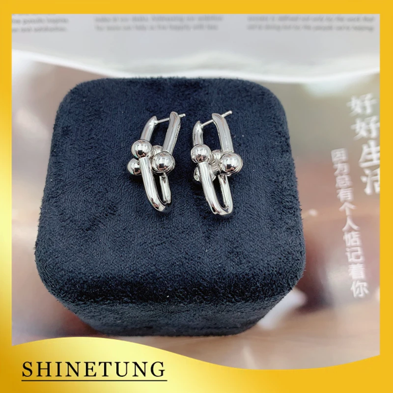 

1: 1 Original Model S925 Sterling Silver Earrings Fashion Silver Color U-Shape Earrings Ladies LOGO Jewelry Birthday Gift