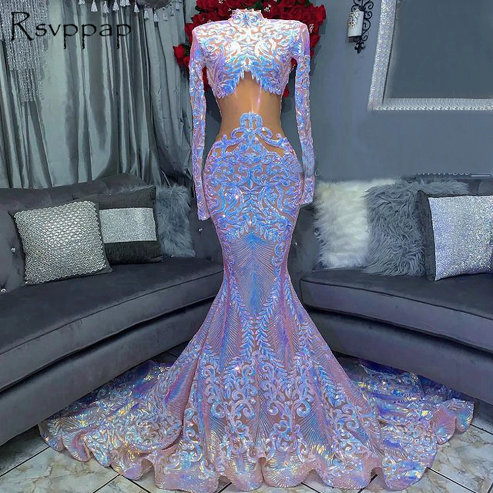 Long Prom Dresses 2022 High Neck Long 