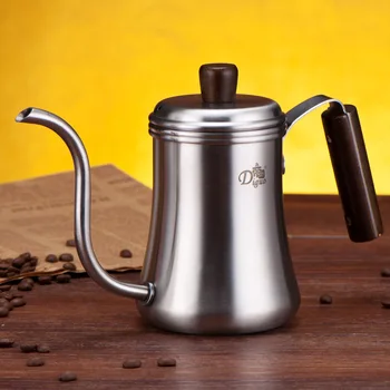 

Silver coffee pot Handle Drip Coffee Pot with Lid Dripping Goose Neck Spout Long Mouth turkish coffee pot 700ML