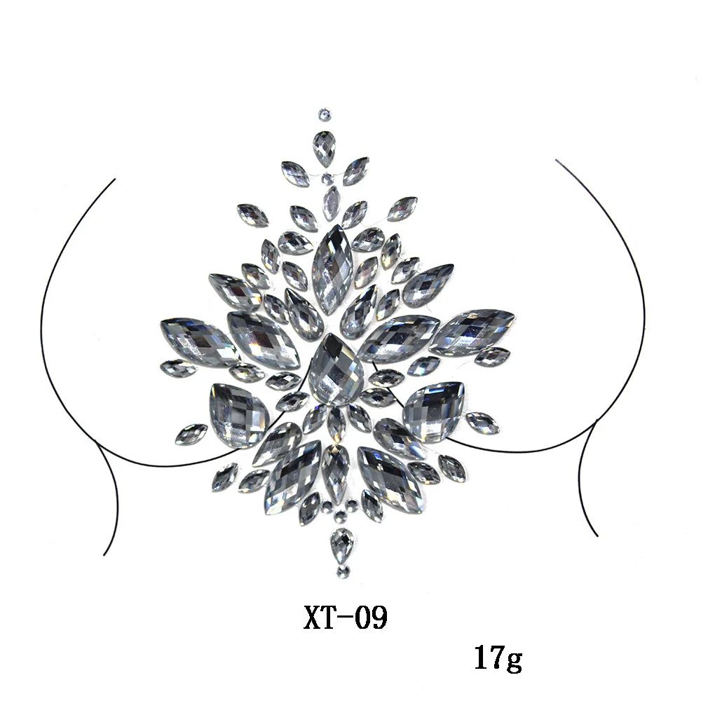 2 шт., Кристальные сексуальные украшения на грудь, Временные татуировки, стикер, 3D, сценические стразы, флеш-тату, клей, украшение на лицо, украшение на грудь, драгоценный камень, краска для тела - Цвет: 9