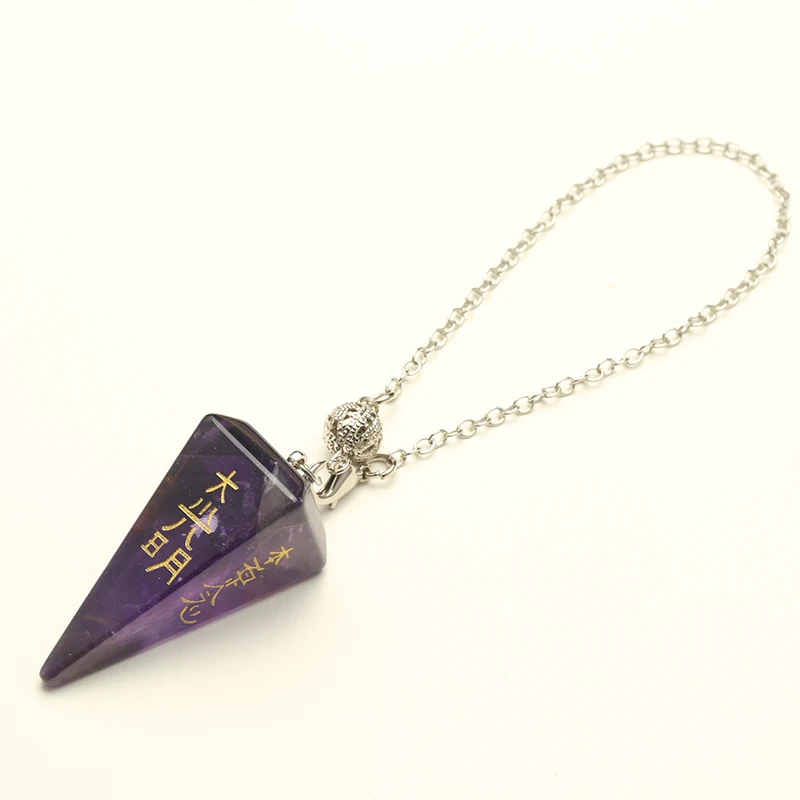 Natural Obsidian Symbol Carving Pyramid Stone Pendulum For Biolocation Reiki Amulet Quartz Crystal Pendulo Divination Tool 5