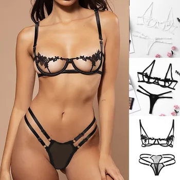 

New Women Lace Appliques Underwire Bra Lingerie Set Hollow Lingerie Sleepwear Нижнее Белье Комплект Нижнего Белья Женское Белье