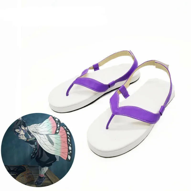 

Japanese Anime Demon Slayer Kimetsu no Yaiba Mushi Bashira Kochou Shinobu PU Clog Geta Shoes Halloween Cosplay Sandals