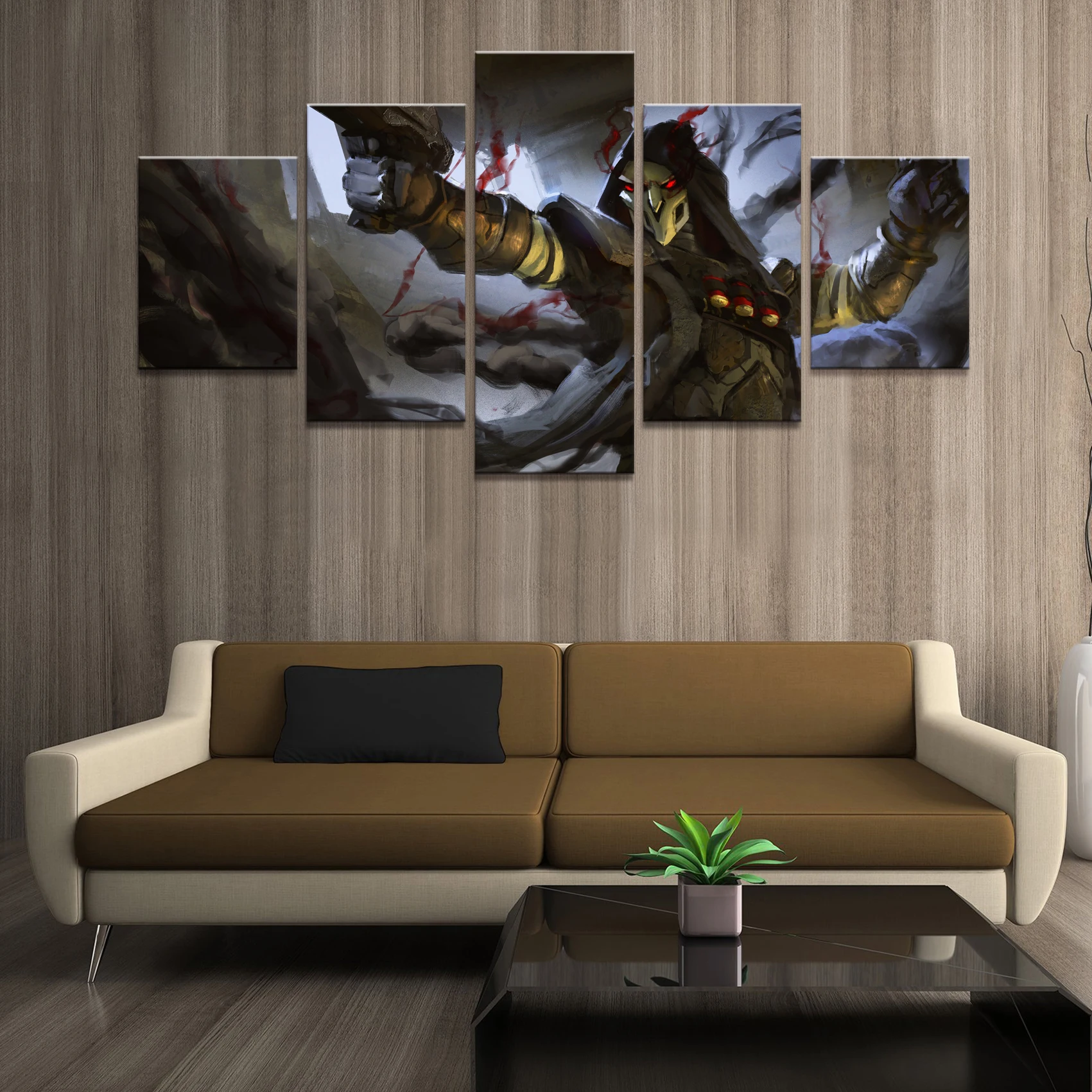 

Home Decor Art HD Poster Pictures Prints Canvas 5 Piece Modular Reaper Overwatch Game Living Room Decorative Painting Framed