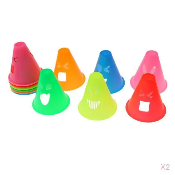 24Pcs Skateboard Inline Roller Skating Agility Training Sport Cones Slalom 24Pcs Skateboard Inline Roller Skating Agility Training Sport Cones Slalom