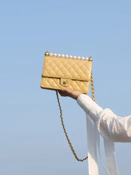 

Pearl small fragrance rhombic chain bag female new 2019 autumn fashion small square bag shoulder Messenger bag