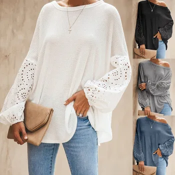 

Helisopus 2020 New O-Neck Elegant Embroidery Floral Hollow Out Blouse Shirt Women Spring Summer Loose Tops Blusas Plus Size