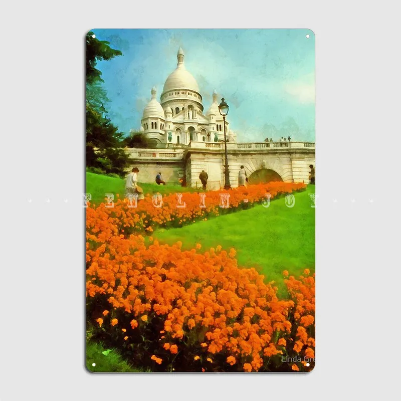 Забавный металлический плакат с надписью Sacre Coeur Париж Франция для паба клуба