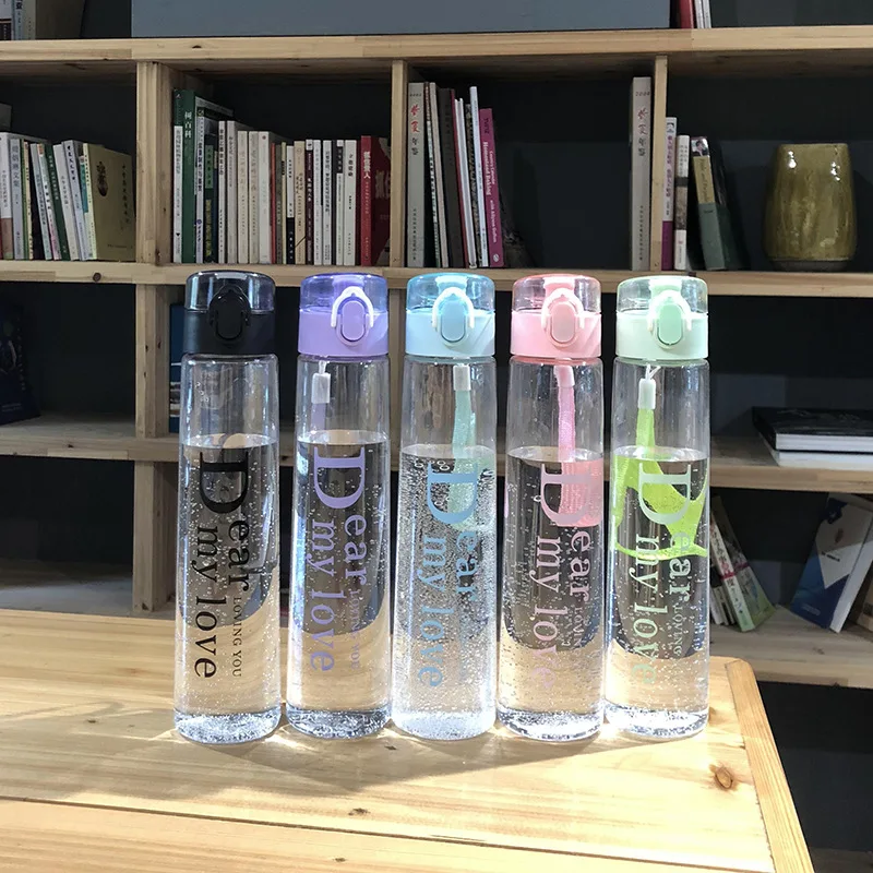 

Portable Water Bottle Pop-up Cap Bottle With Rope Leak-Proof Durable Plastic Drinkware Outdoor Sports Water Bottles 401-500ml