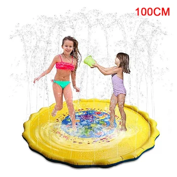 

100CM Summer Children Sprinkler Game Mat Lawn Sprinkler Mat Kids Inflatable Round Water Splash Play Pool Playing Sprinkler Mat