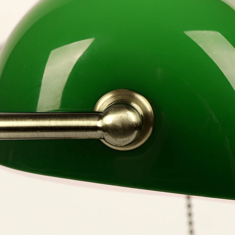 Ретро промышленная Классическая E27 banker настольная лампа зеленое стекло абажур крышка с выключателем настольные лампы для спальни Кабинета чтения