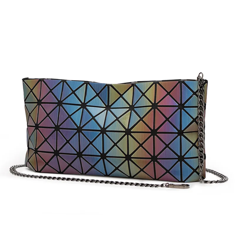 

2019 Spring And Summer New Style 3D Rainbow 4X8 Chain Geometry Folding Quilted Shoulder Oblique WOMEN'S Bag