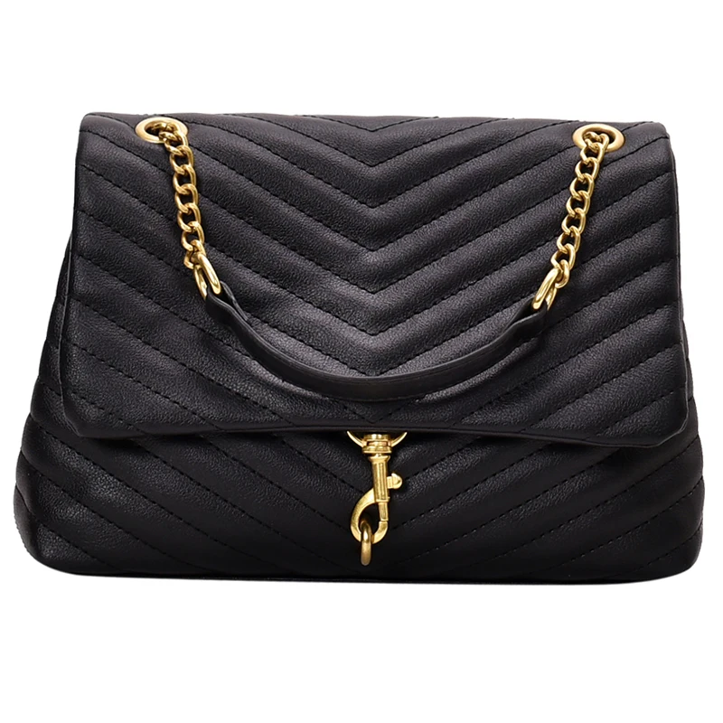 

191220 iVog New Arrival Everyday Female Small Shoulder Messenger Handbag Black Fashion Chain Hand Bags for Women 2019