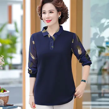 

Middle-aged Women Dress Autumn Long-sleeved T-shirt g