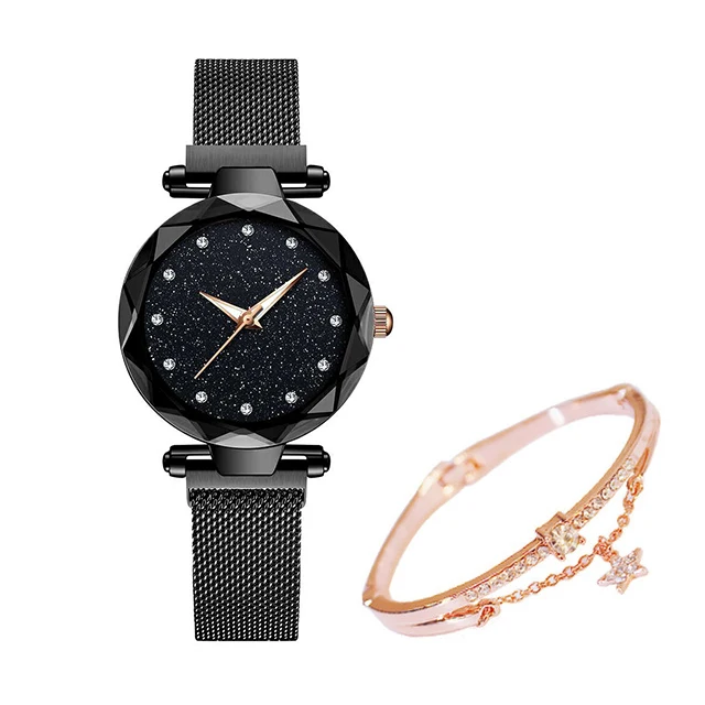 Звездное небо, женские часы, reloj mujer, розовое золото, магнитные кварцевые наручные часы для женщин, бриллиантовые женские часы, relogio feminino