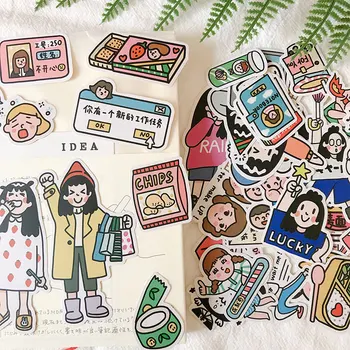

24Pcs/Pack Retro Hand Draw Girl Life Sticker DIY Craft Scrapbooking Album Junk Journal Planner Decorative Stickers