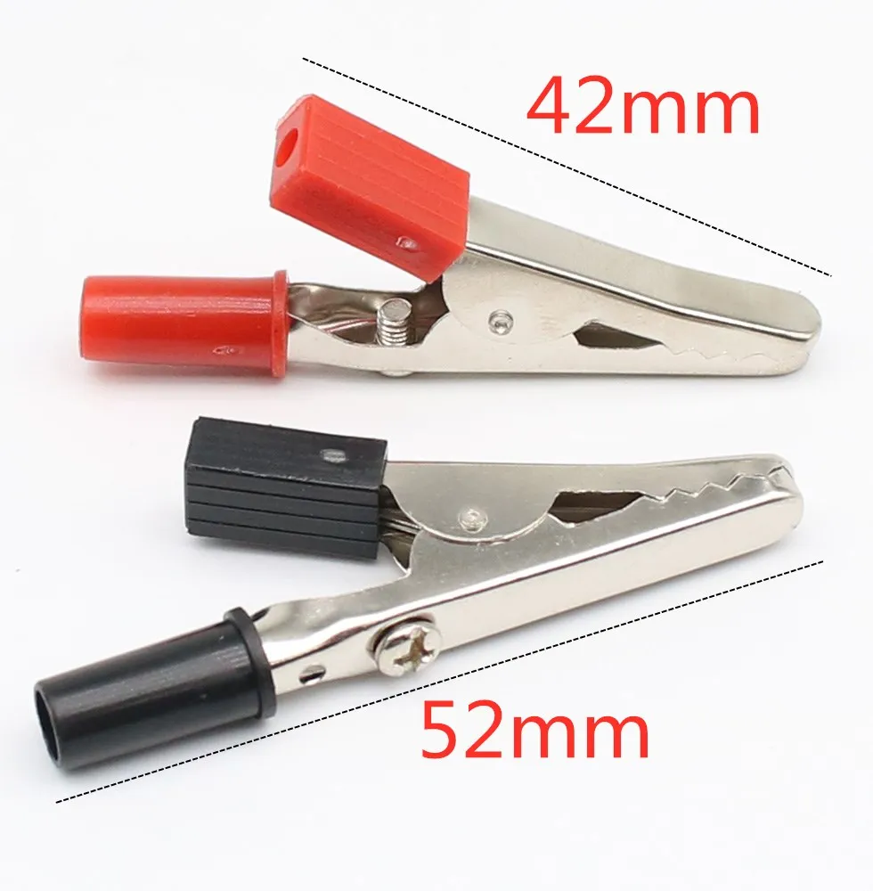 Alligator clips test clip test hooks clips 10pcs/lot insulated crocodile clips plastic handle cable lead testing metal alligator clips clamps 52mm length