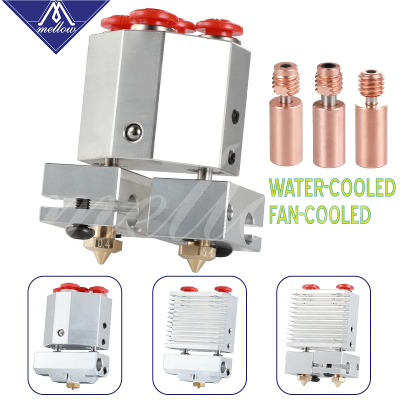 Cyclops + – Quimera + Mais 2 em 1j-head Kit para Peças de Impressora Mellow Dupla Extrusora Crazy Heat Break v6 Multi-extrusão Hotend 3d