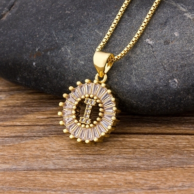 Sale Women Girls Initial Letter Necklace 26 Letters Charm Gold Name Necklace Pendant Top Quality Copper Zircon Jewelry Gift