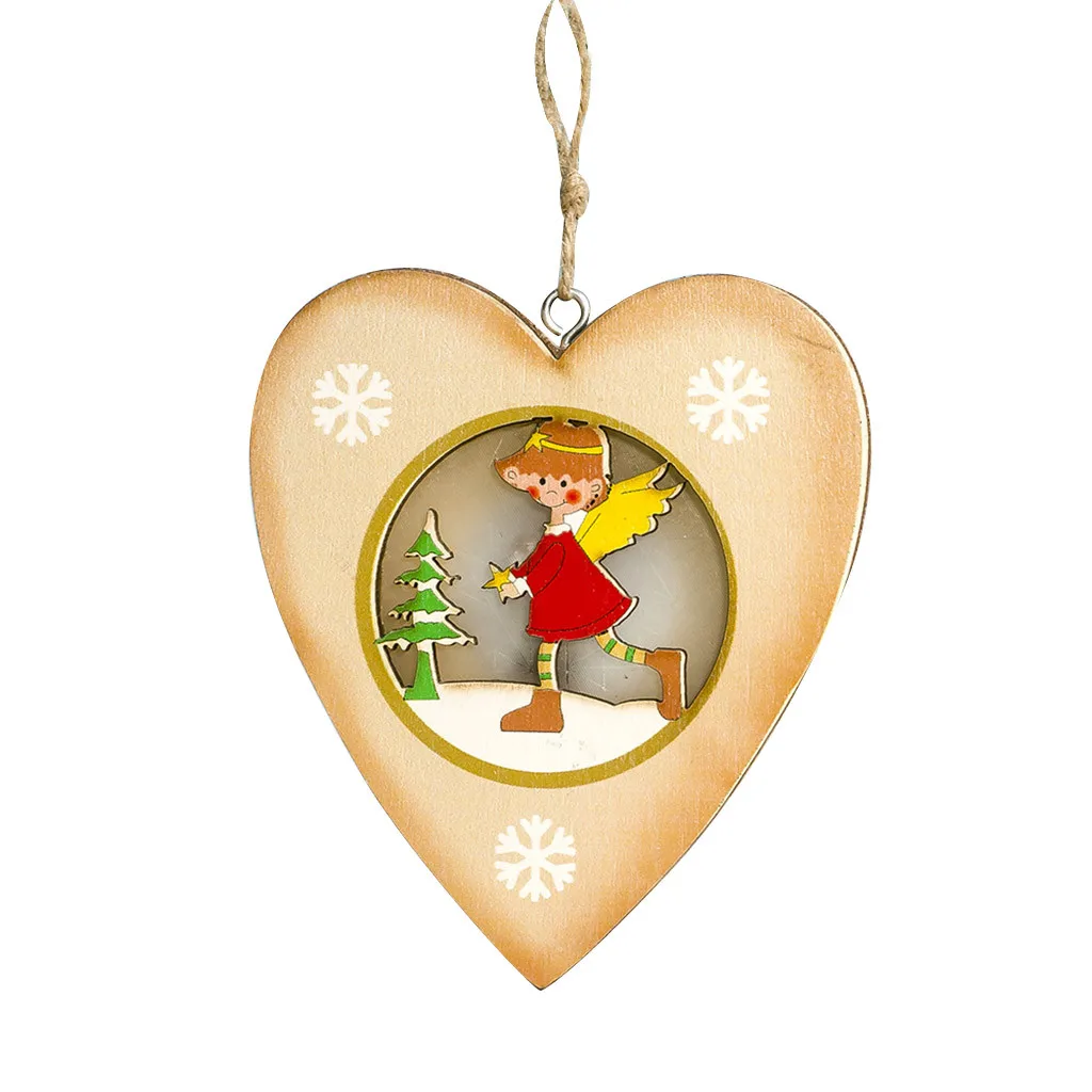 Деревянный светильник с рисунком снеговика, открытка, новогодний, Рождественский, семейный, светящийся, деревянные рождественские украшения для подарков для дома navidad F118 - Цвет: C