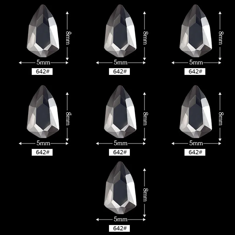Bittb стеклянные стразы для ногтей 3D камень ювелирные изделия DIY Дизайн ногтей украшения Маникюр 7 шт - Цвет: 642