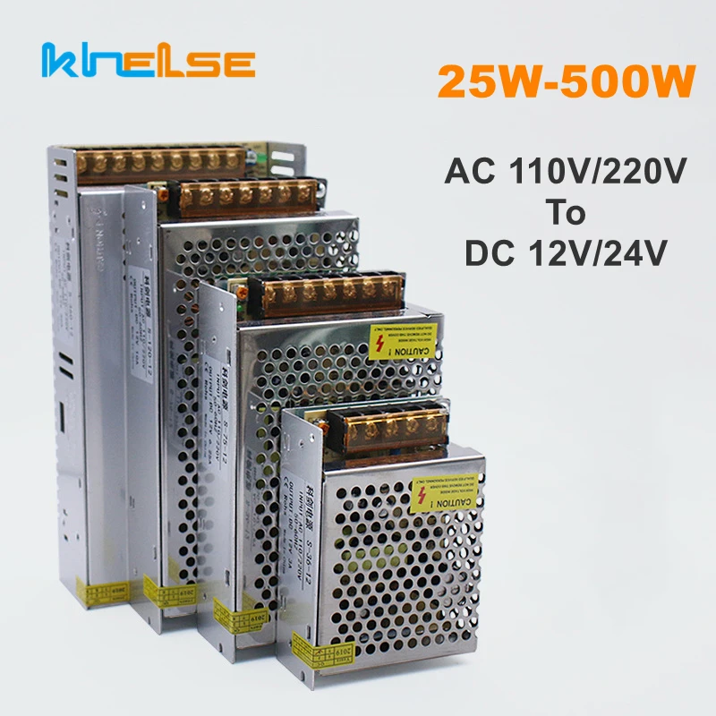Alimentação Suppy 60w 100 200 300 Transformador Ac110 220v para Dc12 24v 5a 10a 15a 20a Regulador de Tensão de Comutação Smps 12v 24v