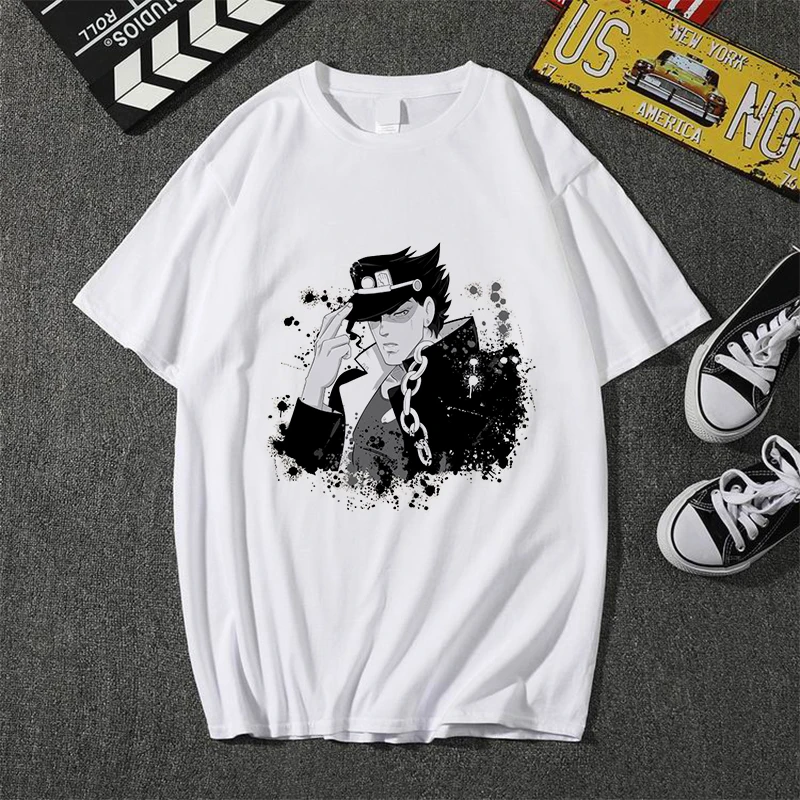 

Women casual short sleeves in summer T shirt Jojo Bizarre Graphic Print Adventure Cool Japanese Anime Style