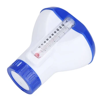 

Pool Chemical Dispenser with Thermometer Floating Chlorine Tablets Dispenser for Outdoor Indoor Swimming Pools Fish Pond