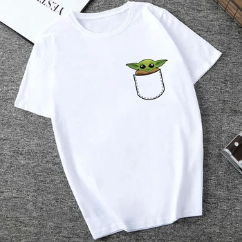 

Showtly STAR WARS Men/Women New Funny Tiny Yoda Printed T-shirt Lady Fantastic Mandalorian Child Design Tops Novelty Tees