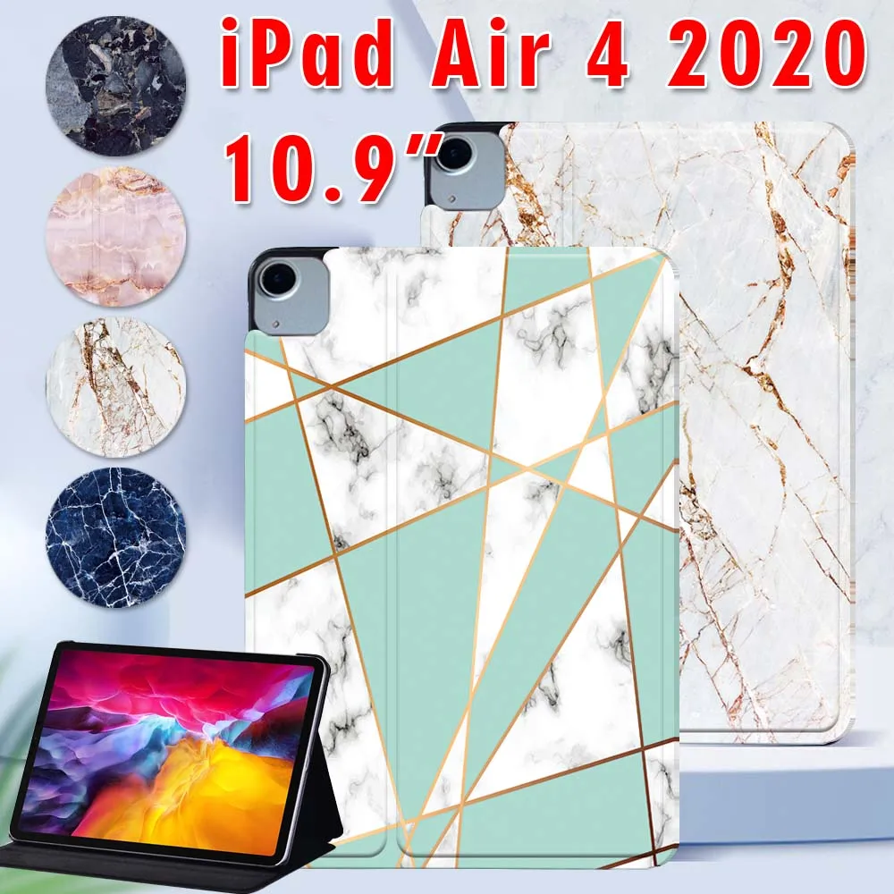 For Apple IPad Air 4 2020 10.9 Inch PU Leather Tablet Stand Folio Cover - Marble Series New Pattern Case | Компьютеры и офис