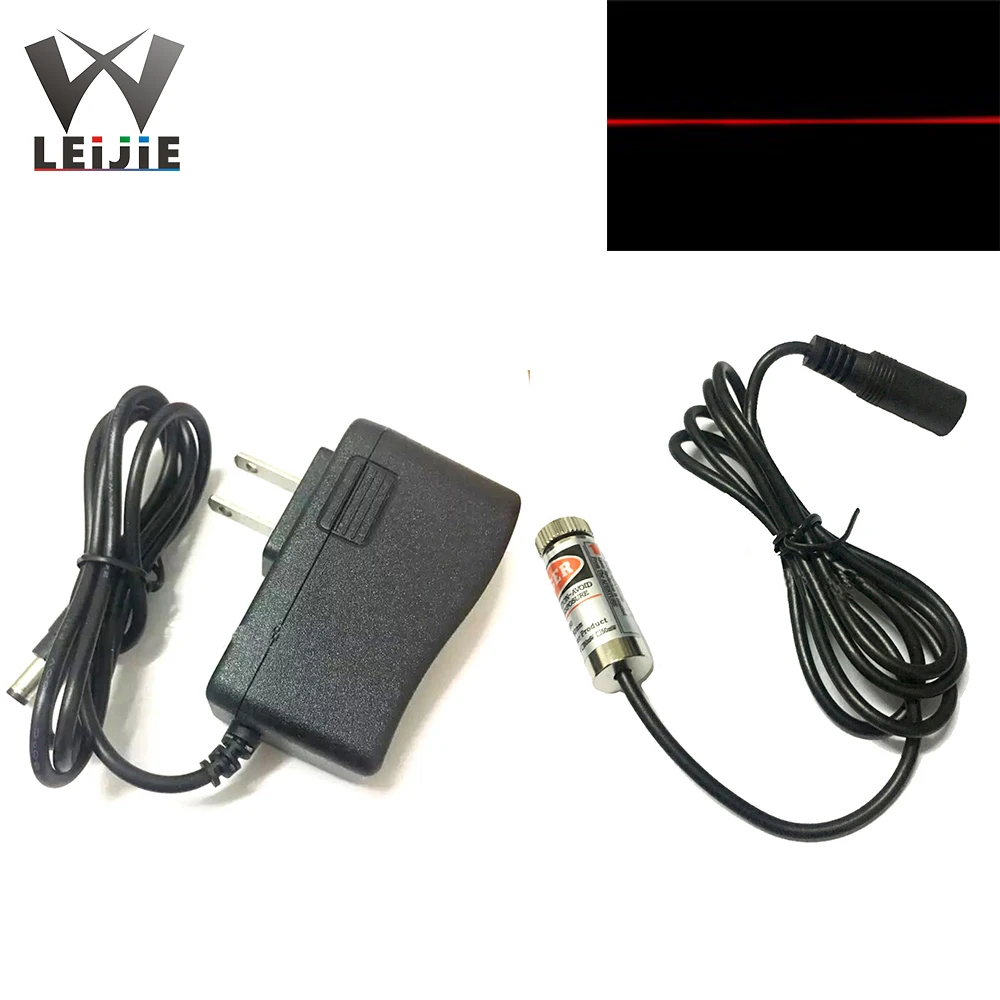 Line Focusable 650nm 5mW 12*35mm Red Laser Module 12mm LED LD Module with 12V 1A Adapter Plug