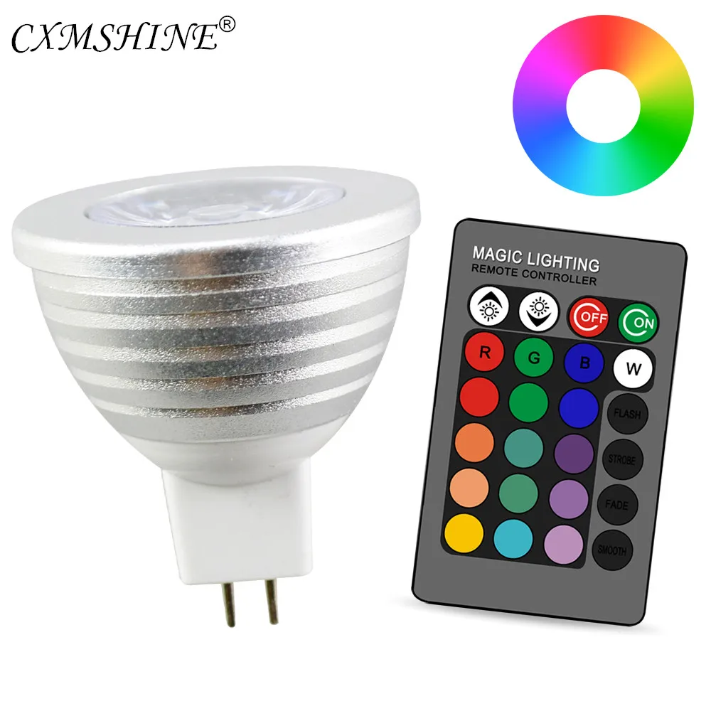 Светодиодный светильник MR16 rgb с регулируемой яркостью 16 цветов дистанционным