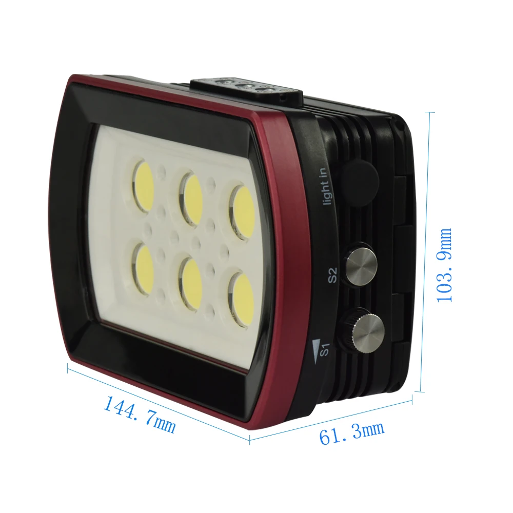 

LED Diving Light For Camera Underwater 40m Fill-in Lamp 6LEDs 40M Waterproof with White Lights Max. 6000LM