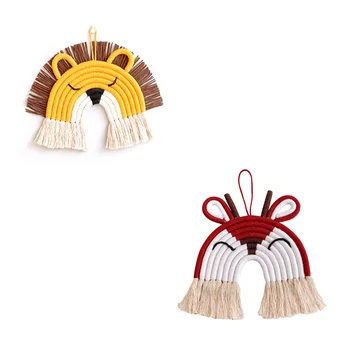 

Ins Nordic Children's Room Decoration Pendant Hand-Woven Rainbow Fawn/Lion Ornament Wall Hanging Decor