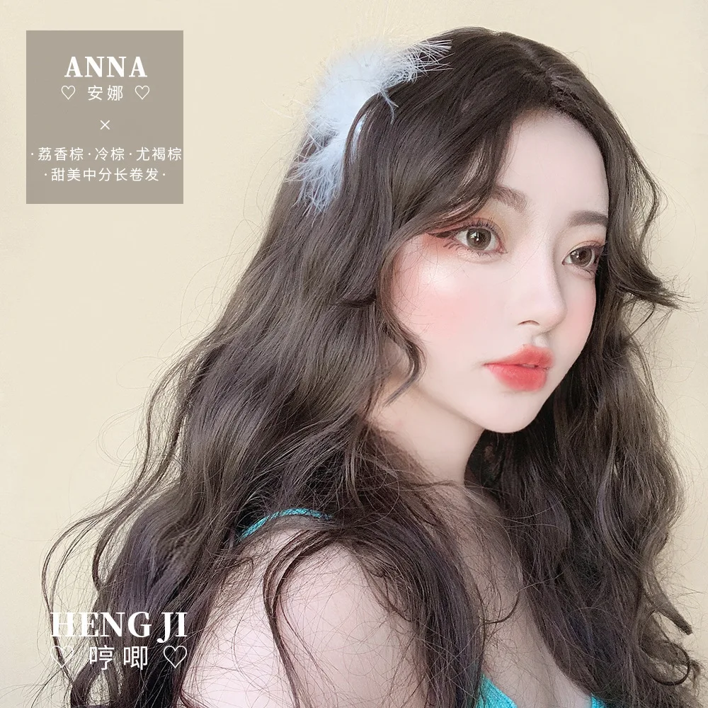 Women's Long Curly Hair Internet Celebrity Middle Water Distribution Ripple Natural lolita accessories wig anime decor |