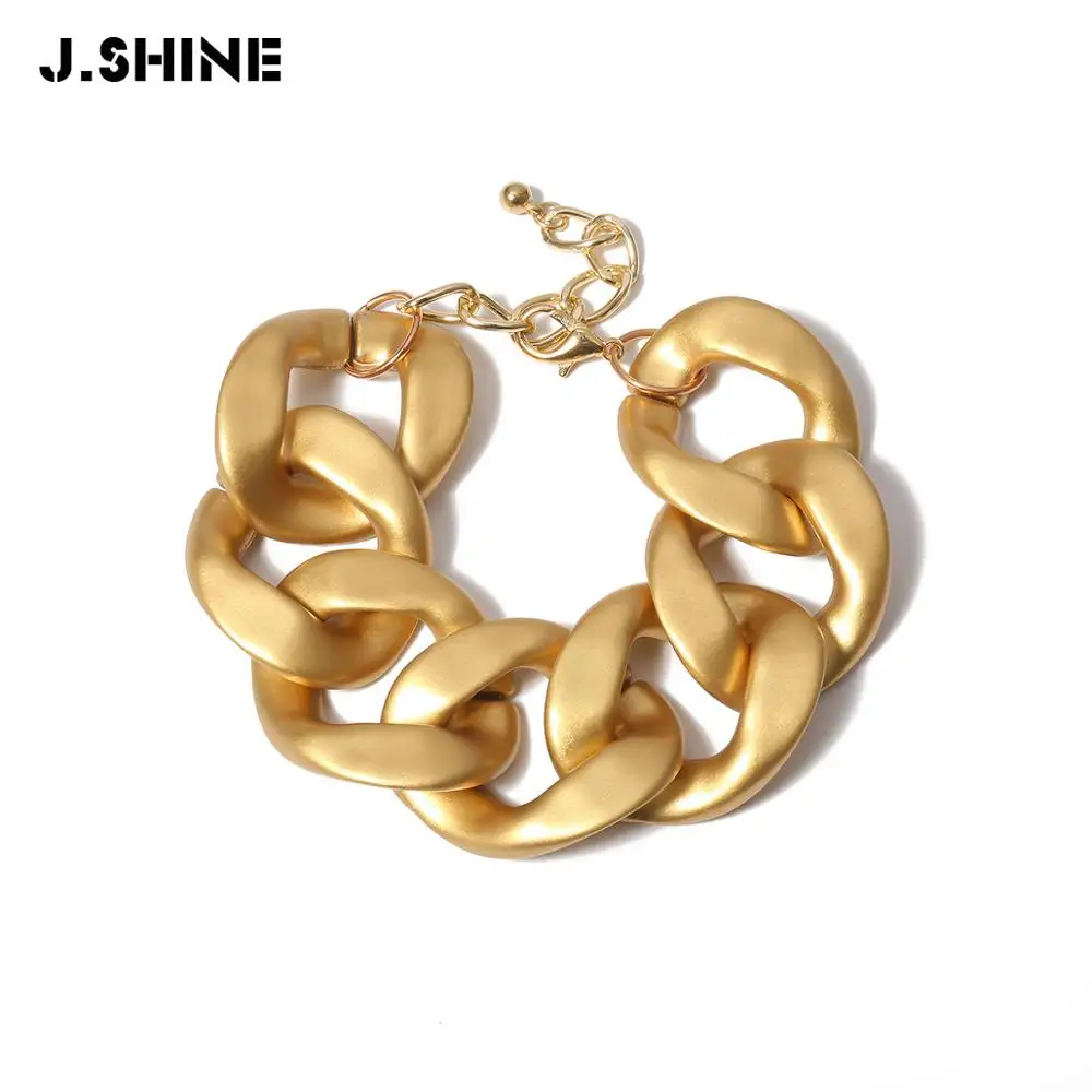 JShine панк матовый золотой цвет широкие кубинские браслеты-цепочки для мужчин и