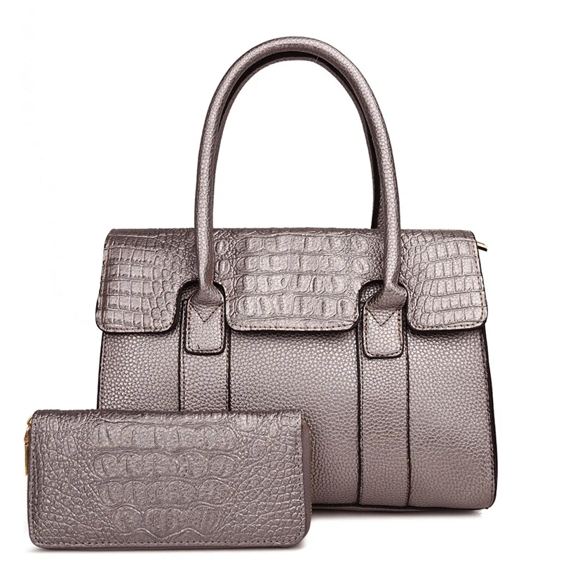 

2018 New Style Crocodile Pattern Picture-in-Two-Piece Set WOMEN'S Bag Occident Fashion Women's Boutique Bag Middle-aged Mommy Ba