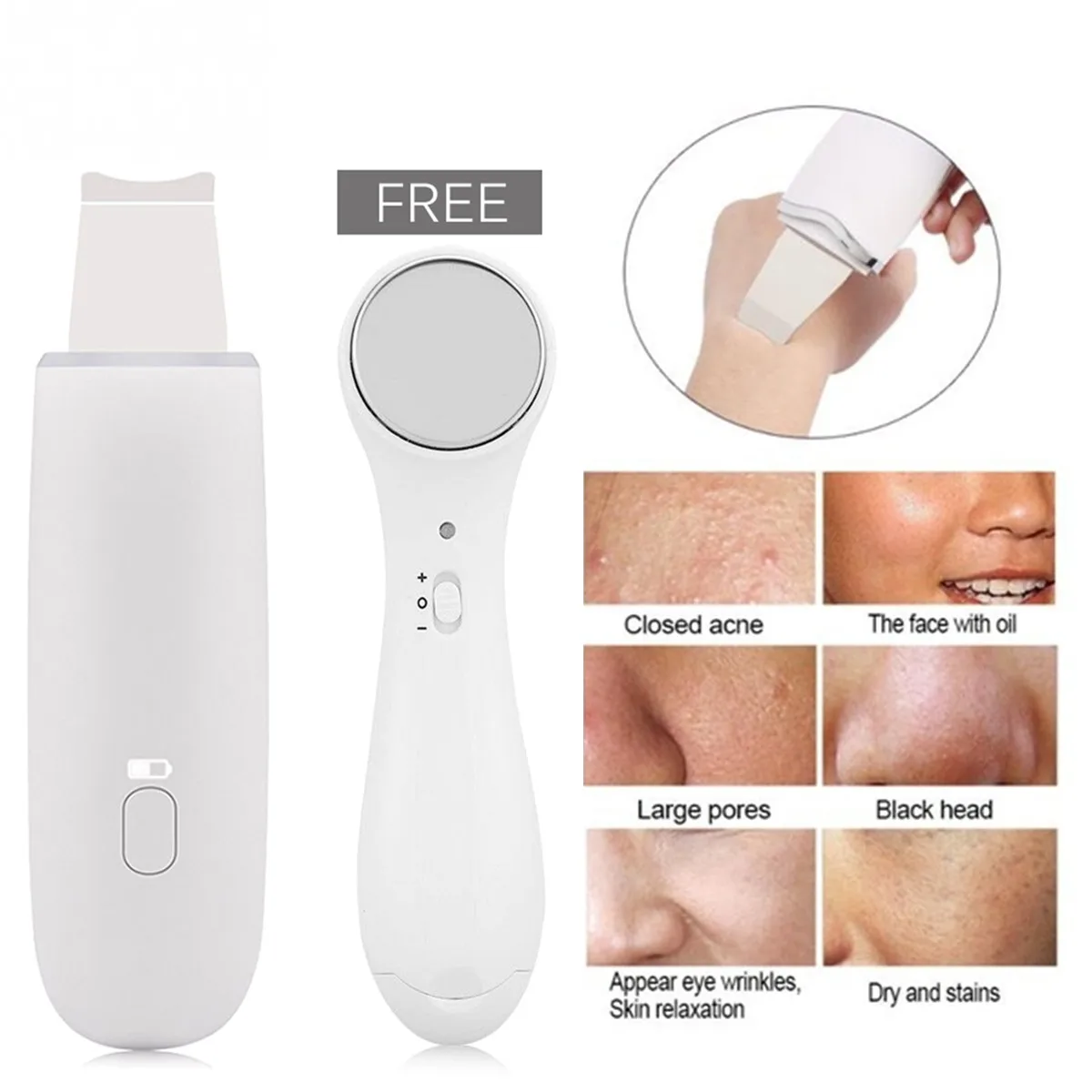 

Ultrasonic Skin Scrubber Deep Face Cleaning Machine Skin Scrubber Remove Dirt Blackhead Reduce Wrinkles and spots Facial Whiten