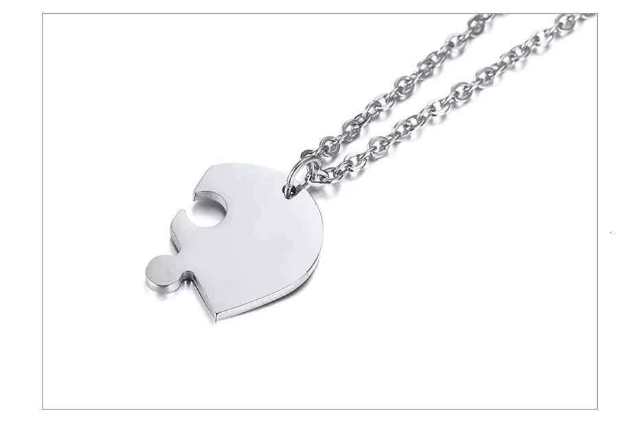Vnox персонализированные Сердце Головоломки Кулон дружбы для женщин Серебряный тон нержавеющая сталь чокер лучшие друзья BFF пользовательские ожерелья