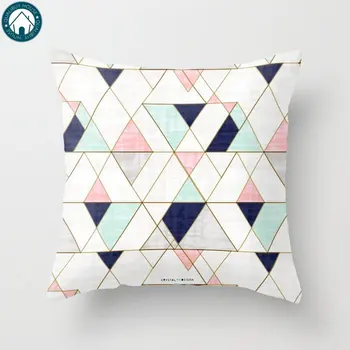 

Mod Triangles Navy Blush Mint Pillow Covers Cases Pattern Nordic Cover Cushion Pillowcase Square Print