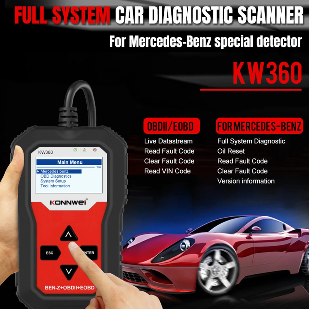 Kw360 Mercedes-Benz Dedicated Full-Featured Full-System Airbag Abs Brake System Car Automotive Scanner Diagnostic Tools | Автомобили и