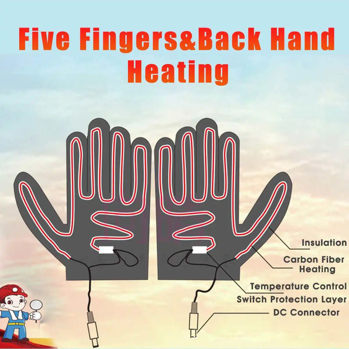 DC 36V-96V Electric Heated Gloves for Motorcycle Motorbike Thermal Gloves Winter Hand Warmer Outdoor Cycling Snow Ski Gloves
