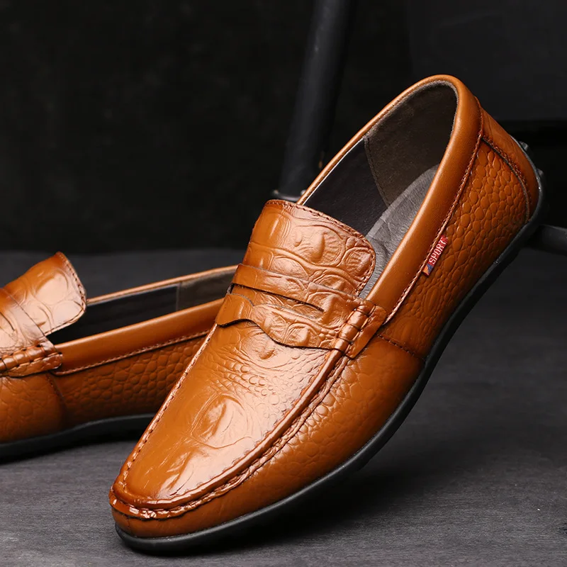 

Man Shoes Leather Genuine High-end Leather Casual Shoes First Layer of Leather Men's Lazy Beanie Shoes Driving Single Shoes