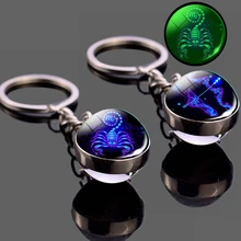 12 constellation chaveiro luminoso bola de cristal chaveiro aquarius chaveiro sagitário chaveiro libra chaveiro aniversário