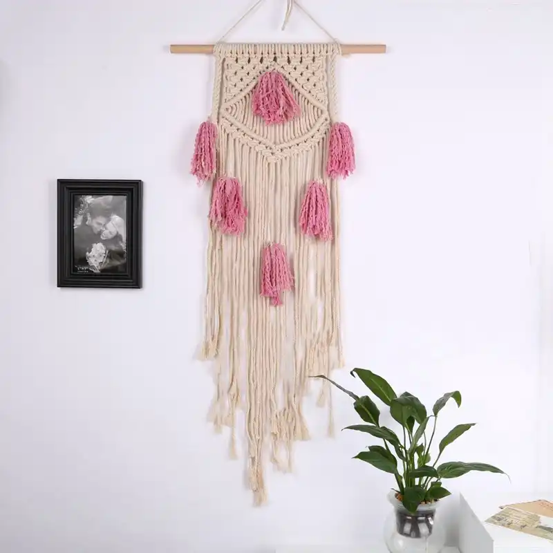 Macrame Hecho A Mano Decoracion Colgante Borla Tapiz Moda Fondo
