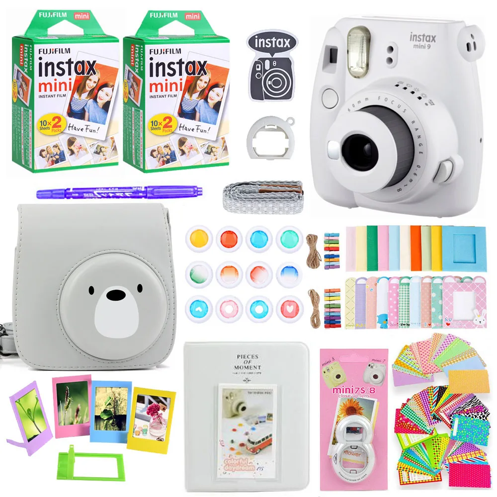 Фотокамера моментальной печати Fujifilm Instax Mini 9 с 40 листами бумаги для мини-пленки наплечный ремень сумка аксессуары комплект