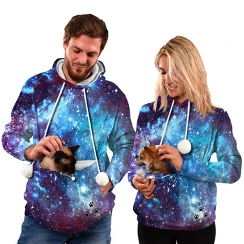 

Galaxy Women Dog Pet Sweatshirt Hoodies Tops Cat Lovers hooded Winter Thick Sweatshirt Pullover Warm Female sweatshirts