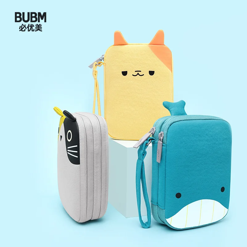 BUBM-Bolsa de almacenamiento para disco duro con dibujos animados, para banco caja protectora de energía móvil, Cable USB, caja de transporte para batería externa
